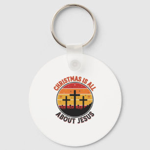 Christian Christmas Jesus Sunset Cross T-Shirt Des Key Ring