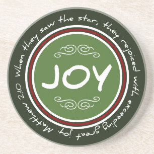 Christian Christmas Joy Bible Verse Round Coaster