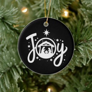 Christian Christmas Joy Jesus Nativity Scene Faith Ceramic Ornament