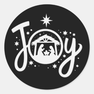 Christian Christmas Joy Jesus Nativity Scene Faith Classic Round Sticker