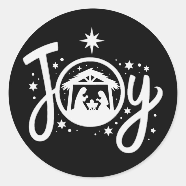 Christian Christmas Joy Jesus Nativity Scene Faith Classic Round Sticker (Front)