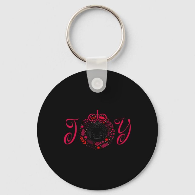 Christian Christmas Joy Jesus Nativity Scene Faith Key Ring (Front)