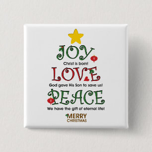 Christian Christmas Joy Love and Peace 15 Cm Square Badge