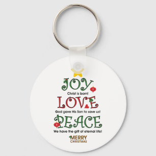 Christian Christmas Joy Love and Peace Key Ring
