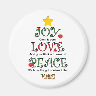 Christian Christmas Joy Love and Peace Magnet