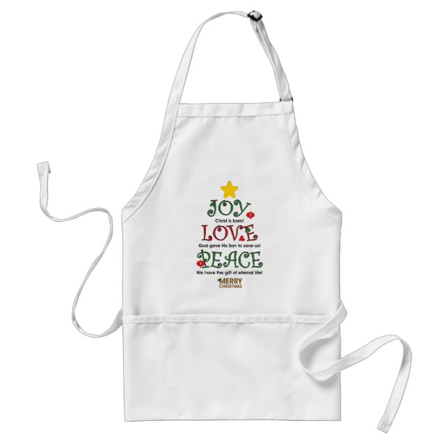 Christian Christmas Joy Love and Peace Standard Apron (Front)