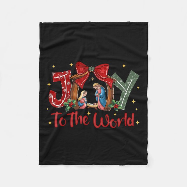 Christian Christmas Joy To The World Coquette Jesu Fleece Blanket (Front)
