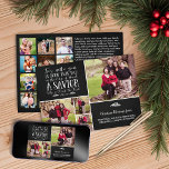 Christian Christmas Luke 2 Multiple Photo Holiday<br><div class="desc">Christian Christmas Verse Typography Collage Holiday Photo Card in Black We've added Luke 2:11 onto the black chalkboard style background of this card in a festive typography, with space for four photos on the front! Add 12 of your favourite photos from the year to the back, along with an update...</div>