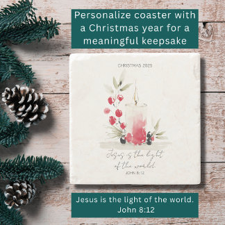 Christian Christmas Modern Scripture Candle Custom Stone Coaster