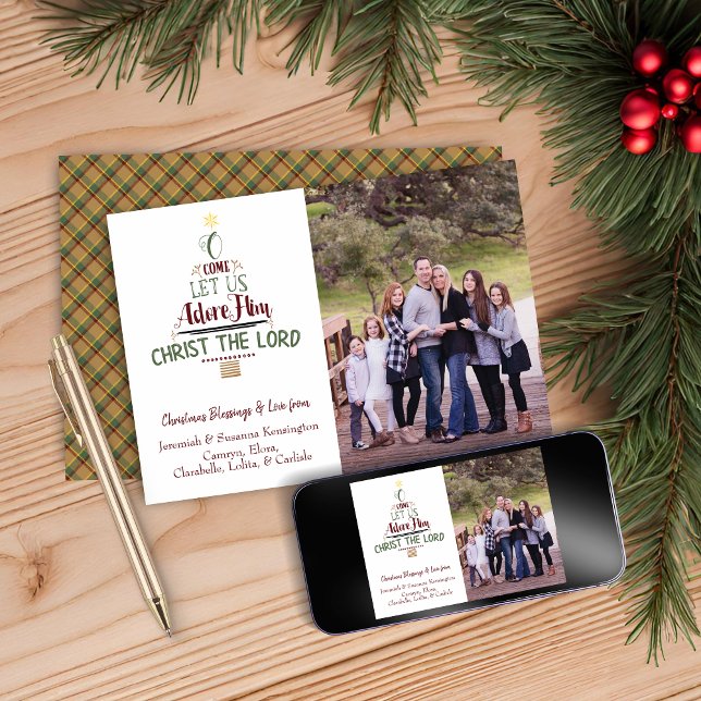 Christian Christmas Photo Typography Plaid Holiday Card (Christian Christmas Photo Typography Plaid Holiday Card)