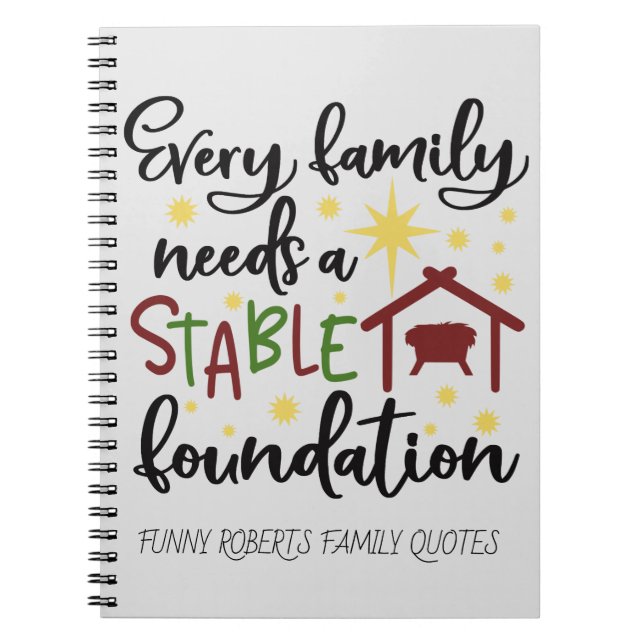 Christian Christmas Religious Funny Family Quotes Notebook (Front)