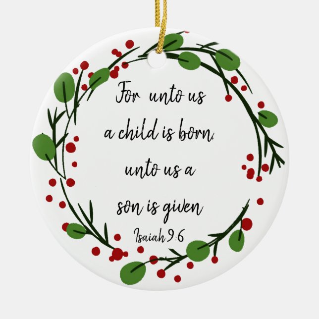 Christian Christmas Scripture Inspiratio Scripture Ceramic Ornament (Front)