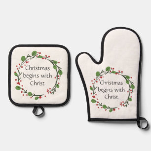 Christian Christmas Scripture  Scripture Oven Mitt & Pot Holder Set
