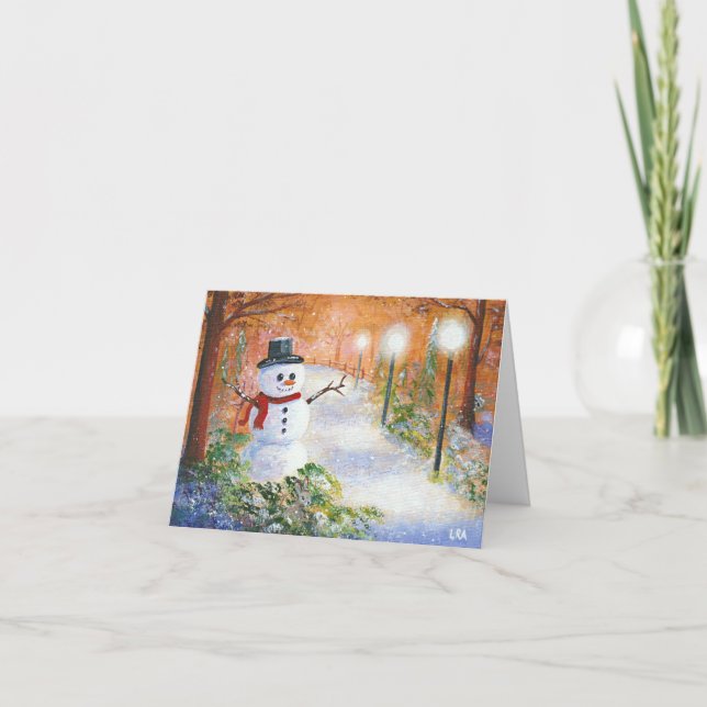 Christian Christmas Snowman Art Creationarts Holiday Card (Front)