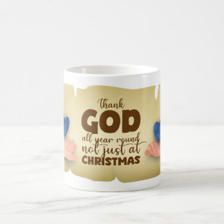 Christian Christmas Thank God blue heart Mug