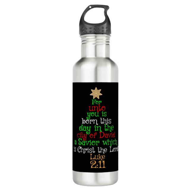 Christian Christmas Tree Shirts 710 Ml Water Bottle (Front)