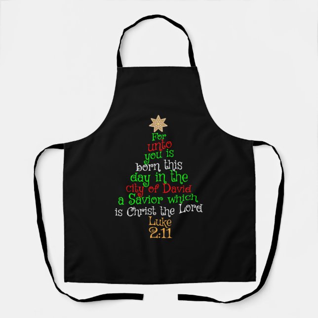 Christian Christmas Tree Shirts Apron (Front)