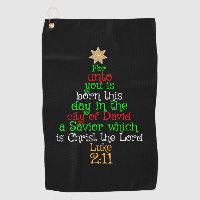 Christian Christmas Tree Shirts Golf Towel (Front)