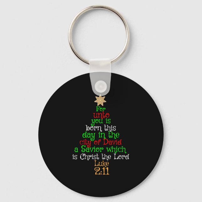 Christian Christmas Tree Shirts Key Ring (Front)