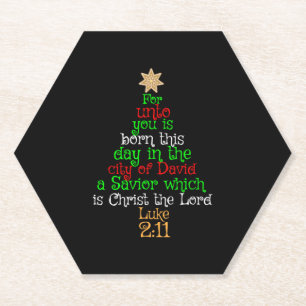 Christian Christmas Tree Shirts Paper Coaster