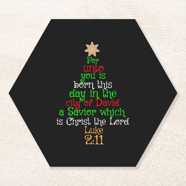 Christian Christmas Tree Shirts Paper Coaster (Front)