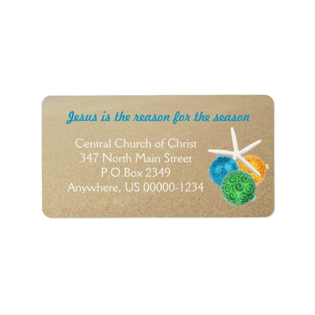 Christian Christmas Tropical Themed Address Labels (Front)