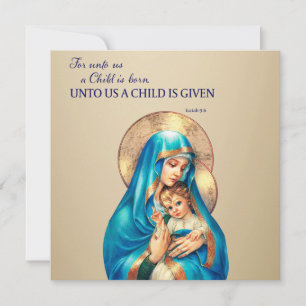 Christian Christmas Unto us a child is given Holiday Card