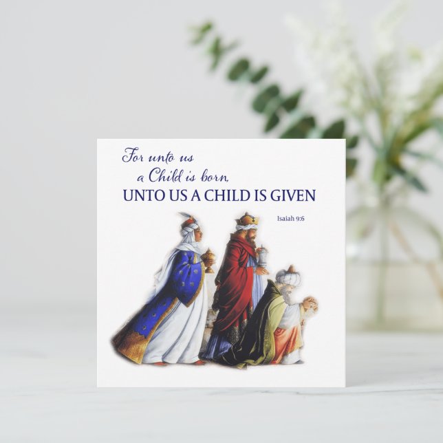 Christian Christmas Unto us a child is given Holiday Card (Standing Front)