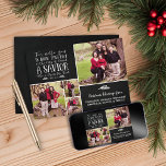 Christian Christmas Verse Chalkboard Holiday Photo<br><div class="desc">Christian Christmas Verse Chalkboard Holiday Photo Card We've added Luke 2:11 onto the chalkboard background of this card in a festive typography, with space for four photos on the front! Add more to the back or even add additional text to the back. Easy to customise with text, fonts, and colours....</div>