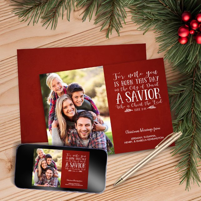 Christian Christmas Verse Typography Holiday Photo (Christian Christmas Verse Typography Holiday Photo Christmas Card)