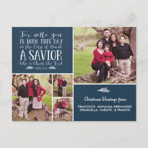 Christian Christmas Verse Typography Holiday Photo Postcard
