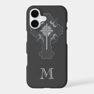 Christian chrome cross grey monogram