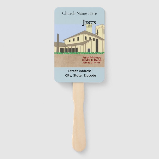 Christian Church Building & Scripture Church  Hand Fan (Back)