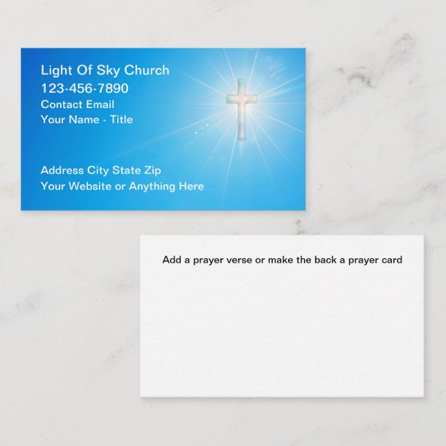 Christian Church Business Cards With Cross (Front/Back)