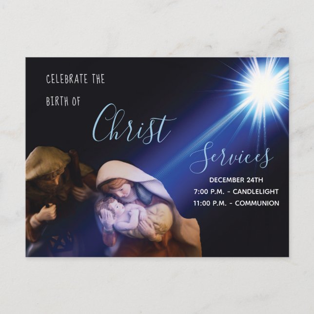 Christian Church Christmas Eve Service  Postcard (Front)