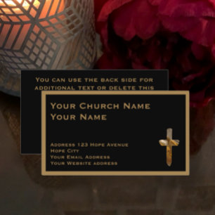 Christian Church Minister Tan Black Stylish Cross Business Card