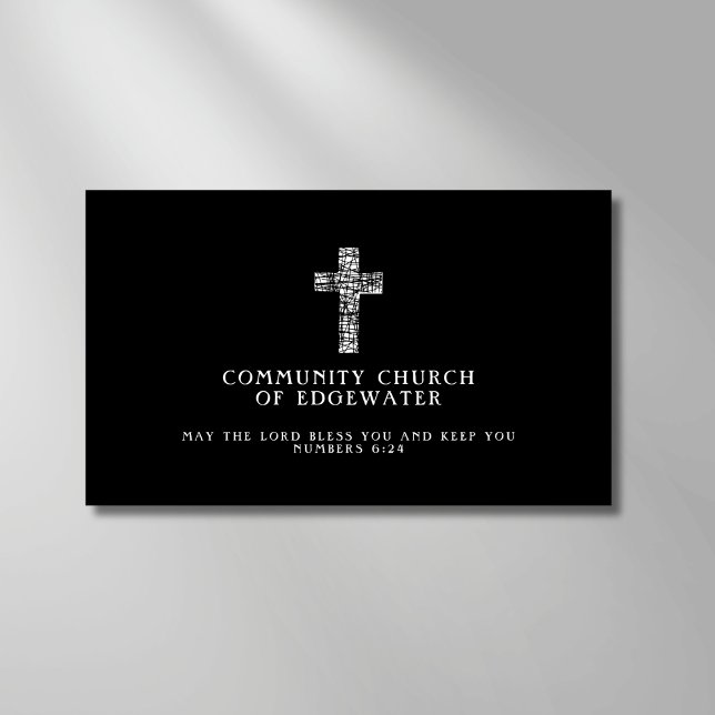 Christian Church Pastor Contemporary Cross Black Business Card (Creator Uploaded)
