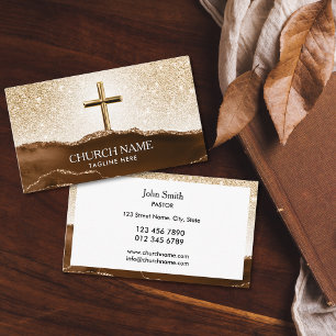 Christian Church Pastor Deacon Bishop Gold Cross Business Card