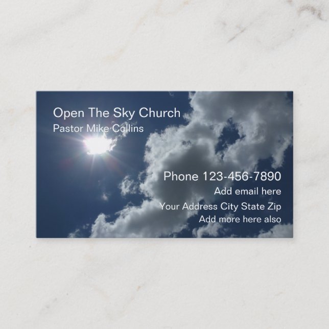Christian Church Pastor Sky Business Cards (Front)
