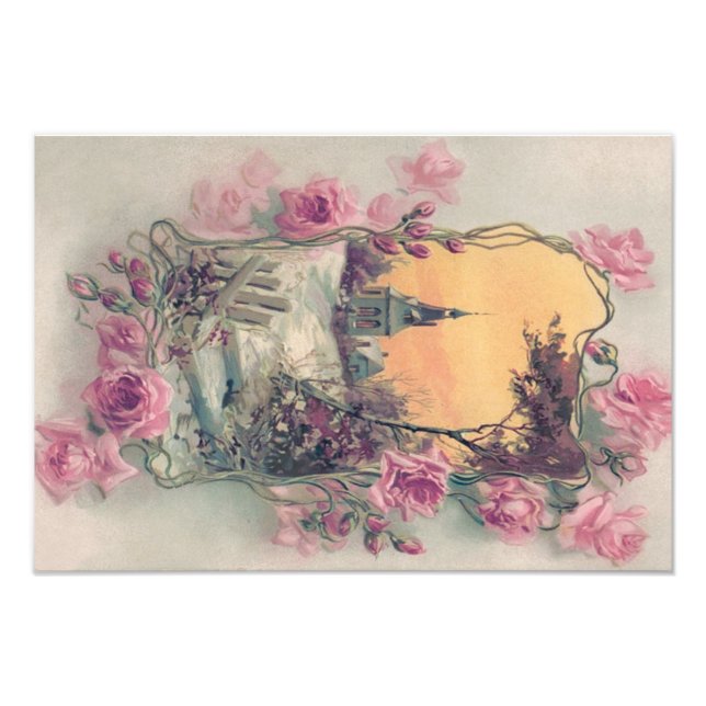 Christian Church Pink Rose Snow Photo Print (Front)
