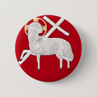 CHRISTIAN CHURCH SYMBOLS-LAMB OF GOD 6 CM ROUND BADGE
