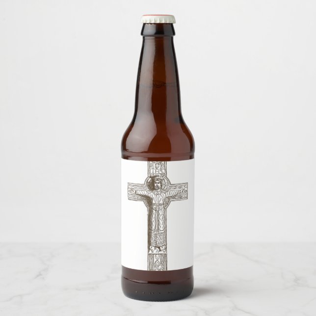 Christian Classical Cross Beer Bottle Label (Front)