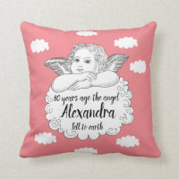 Christian Cloud Angel Happy 80th Birthday Pink