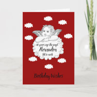 Christian Cloud Angel Happy 80th Birthday Red