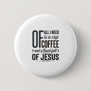 Christian Coffee Jesus Quote Vintage Shirt Design_ 6 Cm Round Badge