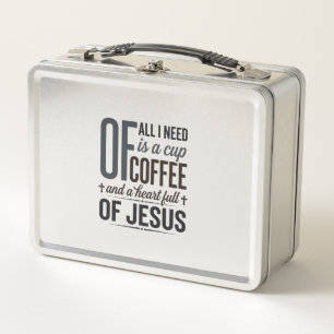 Christian Coffee Jesus Quote Vintage Shirt Design_ Metal Lunch Box