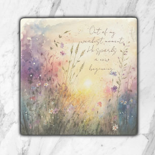 Christian Colourful Wildflowers Watercolor Verse Stone Coaster
