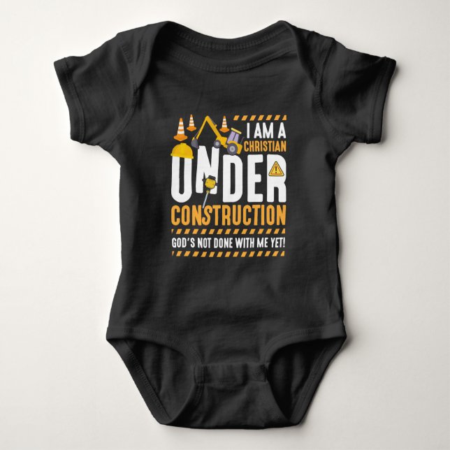 Christian Construction God Faith Religion Christ Baby Bodysuit (Front)