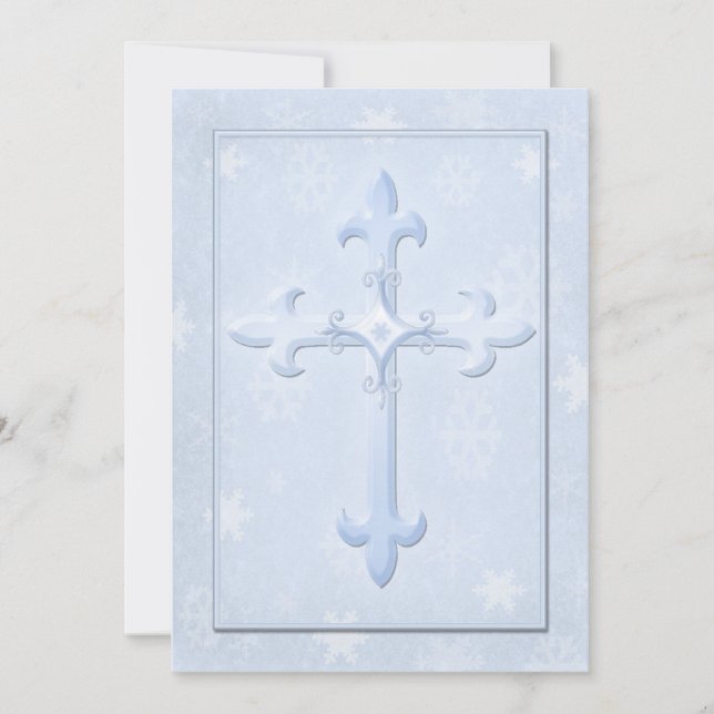 Christian Cool Blue Winter Wedding Invitation (Front)