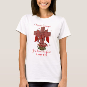 Christian Coquette cross Bible verse Valentines T-Shirt